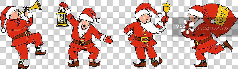 一组有趣的圣诞节小矮人图片素材