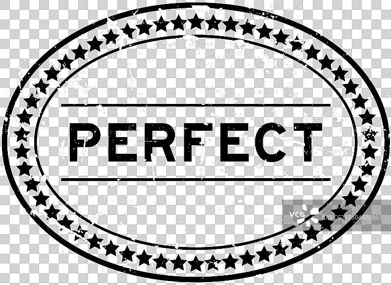 黑色Grunge风格完美词语椭圆形橡胶印章图片素材