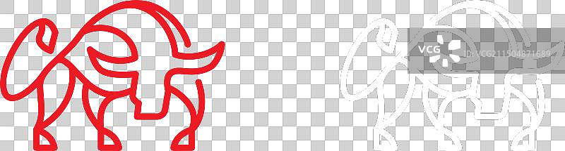 抽象风格的时尚红牛标志设计图片素材