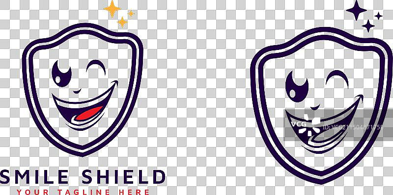 微笑盾牌标志设计抽象极简主义图片素材