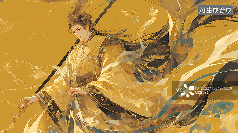 【AI数字艺术】中国神话传说五行元素拟人化——金图片素材