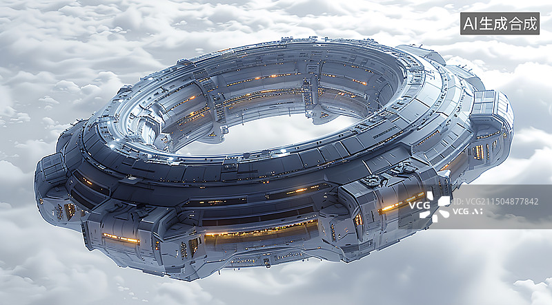 【AI数字艺术】圆形的航天飞行空间站图片素材