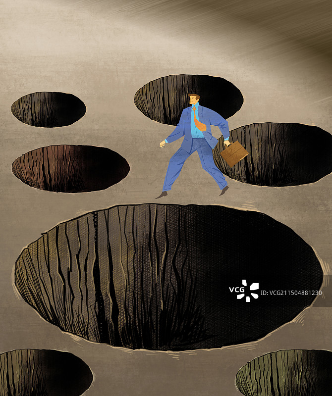 陷阱，危机，破产，男商人，风险图片素材
