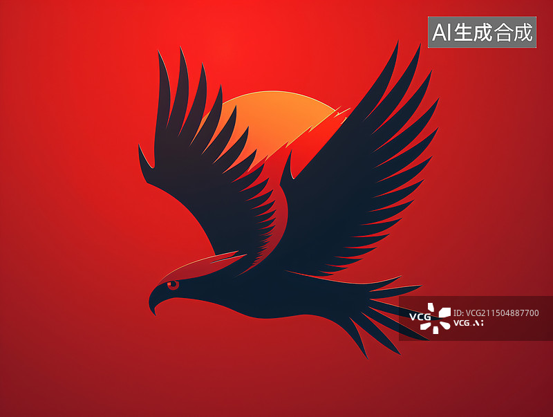 【AI数字艺术】凶猛可爱抽象老鹰图标插画图片素材