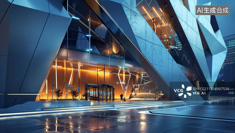 【AI数字艺术】三维渲染赛车场和未来感金属仓库图片素材