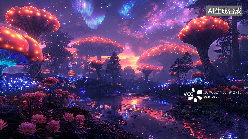 【AI数字艺术】空中岛屿空中花园悬浮梦幻奇幻唯美大场景创意设计艺术插画图片素材