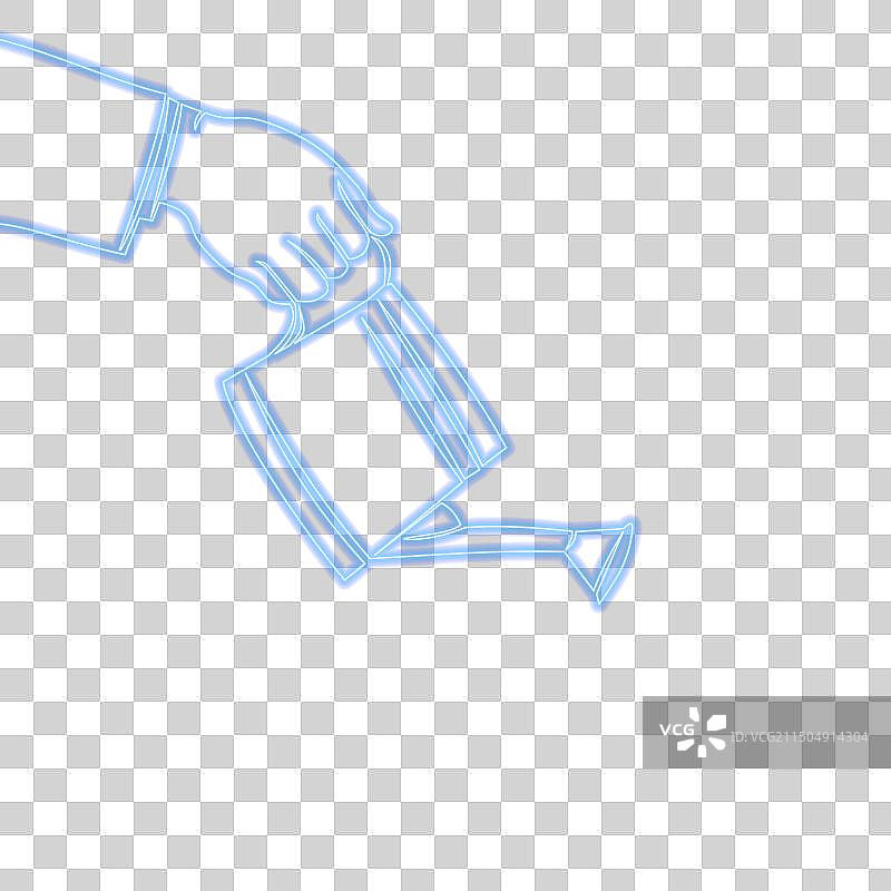 手持浇水壶霓虹灯概念图标图片素材