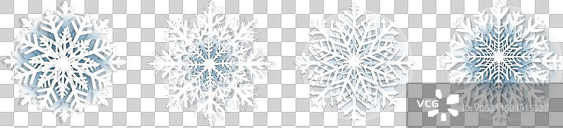 雪花图案合集和蓝色背景图片素材