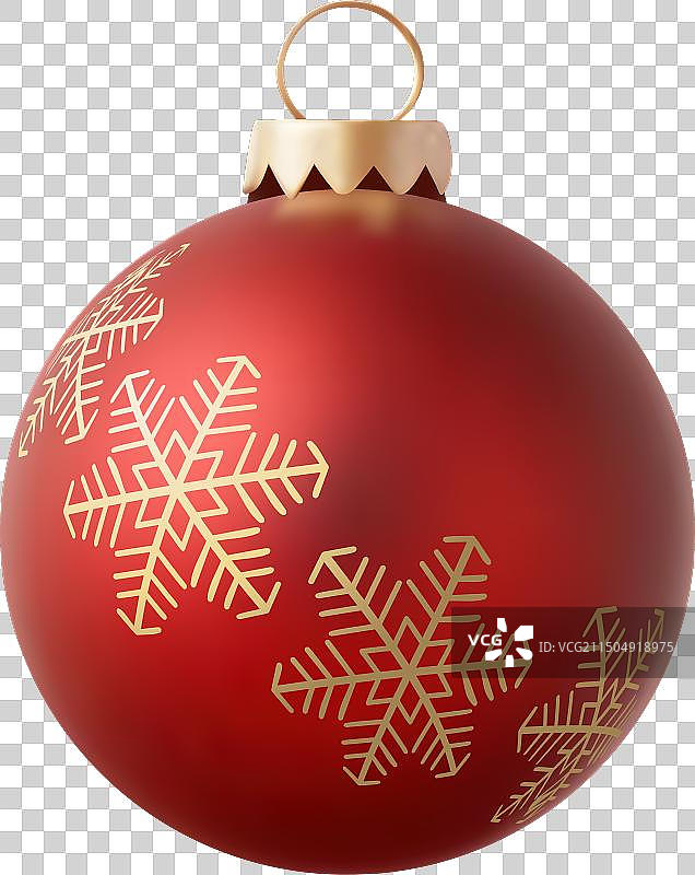 红色圣诞玻璃球3D装饰图标图片素材