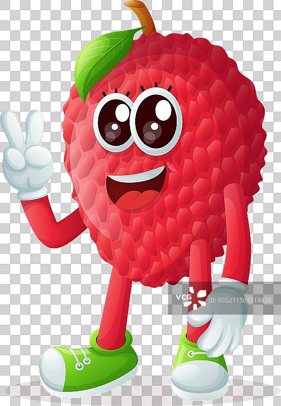 做和平手势的荔枝卡通形象图片素材