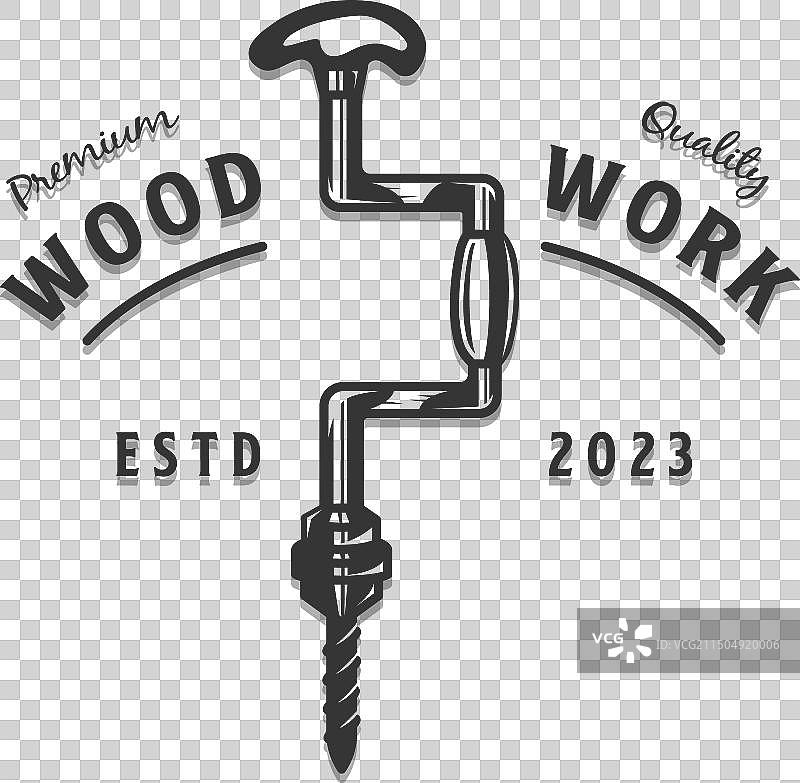 木匠工具钻头手摇钻标志图片素材