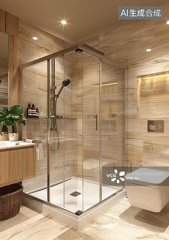 【AI数字艺术】现代简约风格卫浴间图片素材