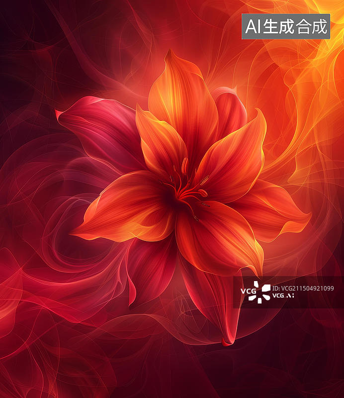 【AI数字艺术】火焰百合花图片素材