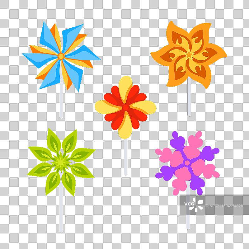 风车玩具折纸风扇套装图片素材