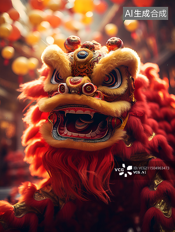 【AI数字艺术】中国民俗文化舞狮图片素材