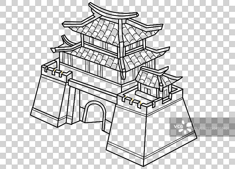 泉州城门线稿图片素材