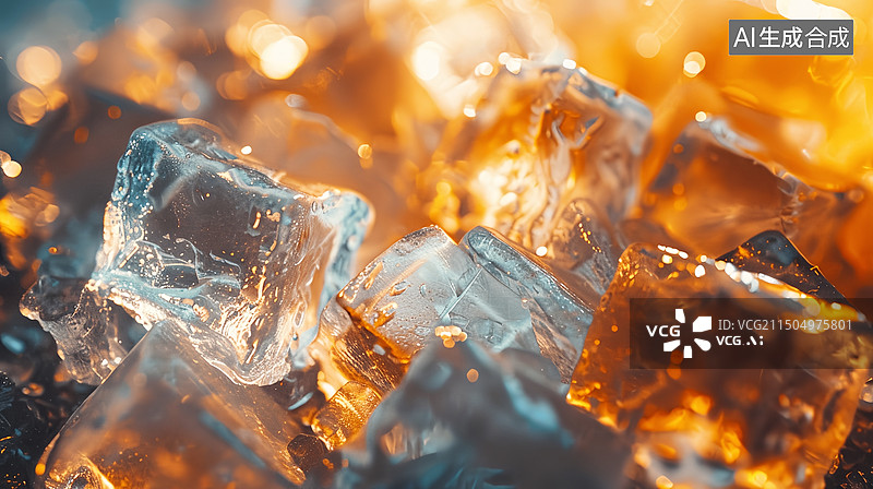 【AI数字艺术】威士忌里的冰块特写图片素材