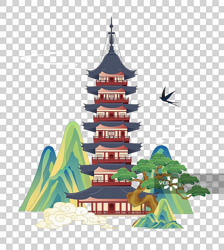 中国传统古建筑江苏苏州瑞光塔图片素材