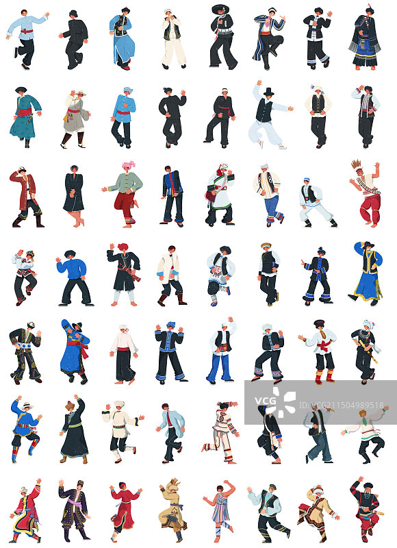 56个民族插画男性人物图片素材