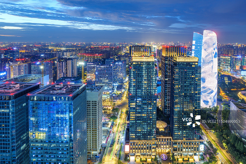 成都高新区金融城夜景风光图片素材