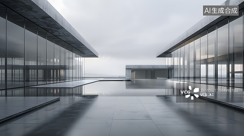 【AI数字艺术】现代建筑商业空间背景图片素材