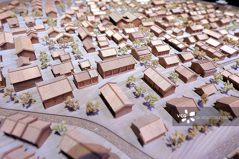 深圳市当代艺术与城市规划馆里的古代城市建筑沙盘模型图片素材