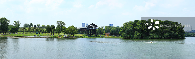 成都北湖生态公园夏日风光图片素材