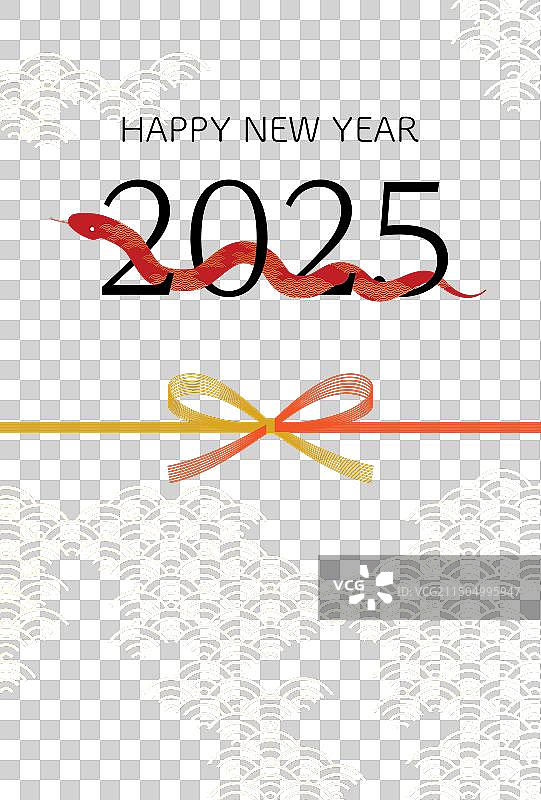 2025蛇年新年贺卡红色蛇图片素材