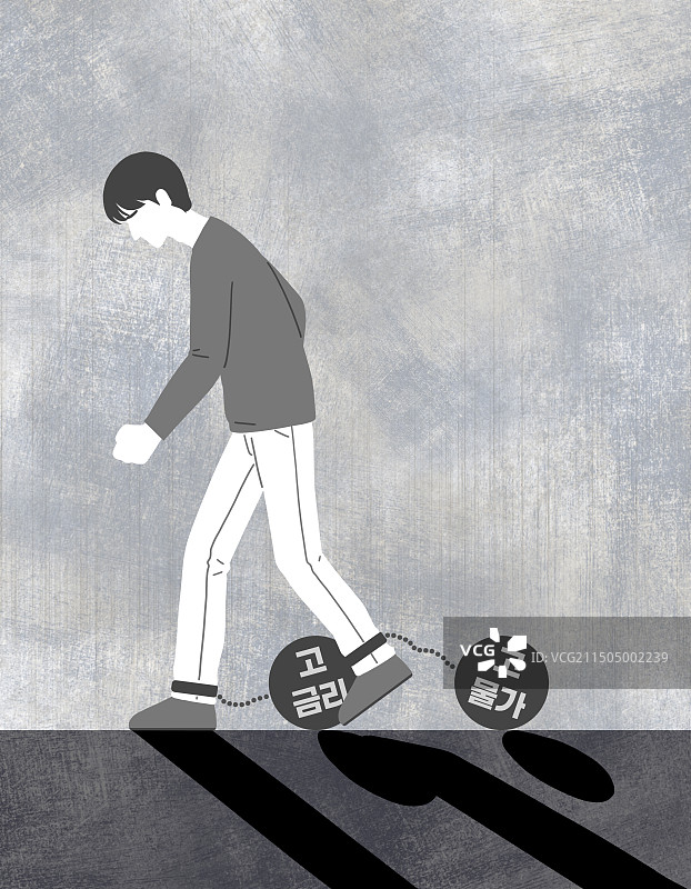 通货膨胀、担忧、发射链、高利率图片素材