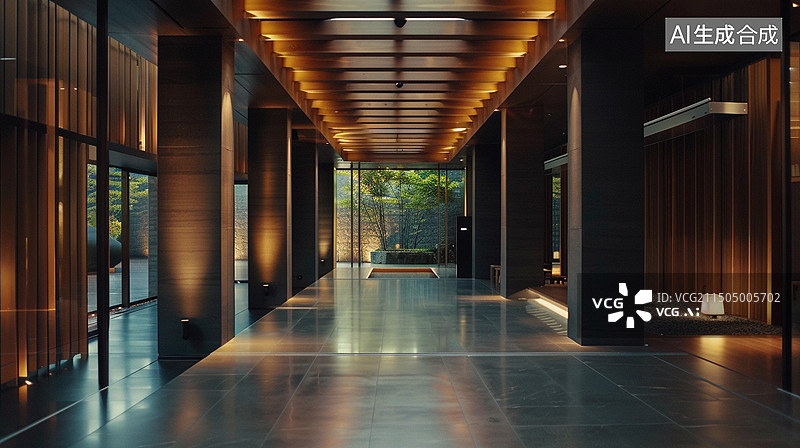 【AI数字艺术】新中式奢华酒店大堂设计图片素材