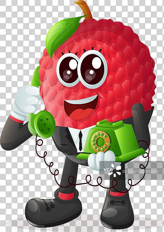 接电话的荔枝卡通形象图片素材