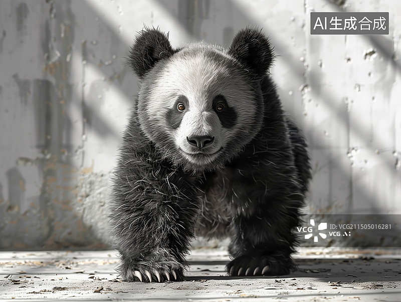 【AI数字艺术】白色背景下的熊猫特写镜头图片素材