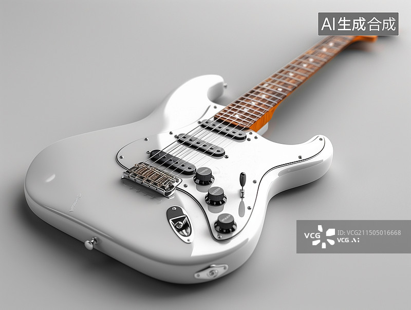 【AI数字艺术】白色背景上的吉他特写镜头图片素材