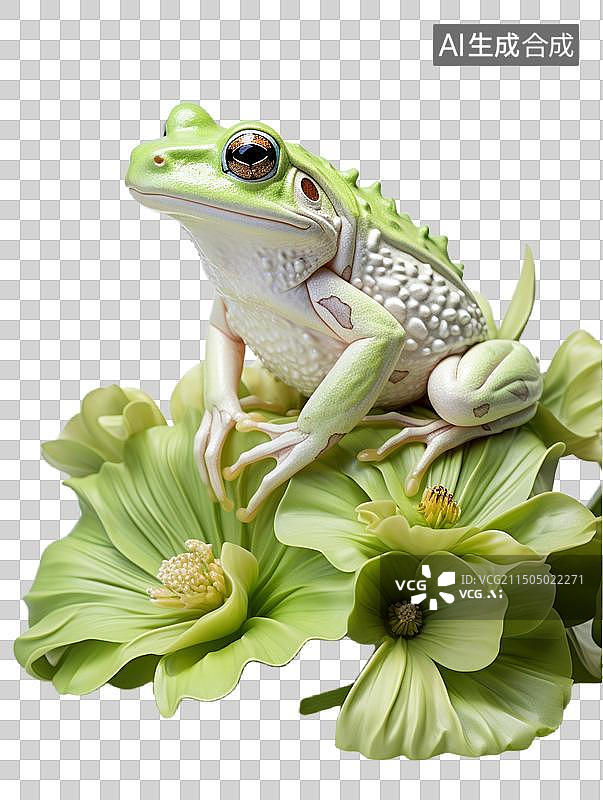 【AI数字艺术】叶子上的青蛙图片素材