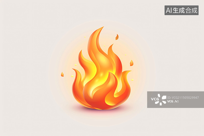 【AI数字艺术】火焰图标燃烧爆炸危险提示符号平面装饰元素图片素材