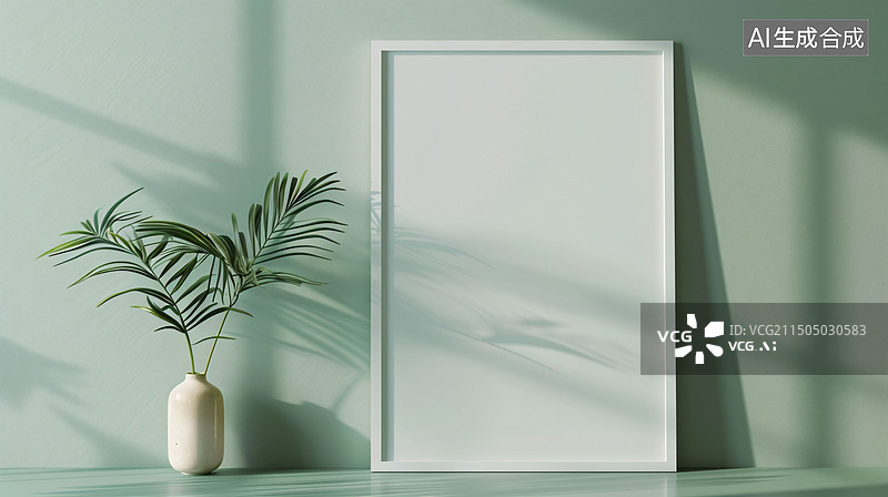 【AI数字艺术】现代简约室内墙壁海报装饰画空白框架模型图片素材