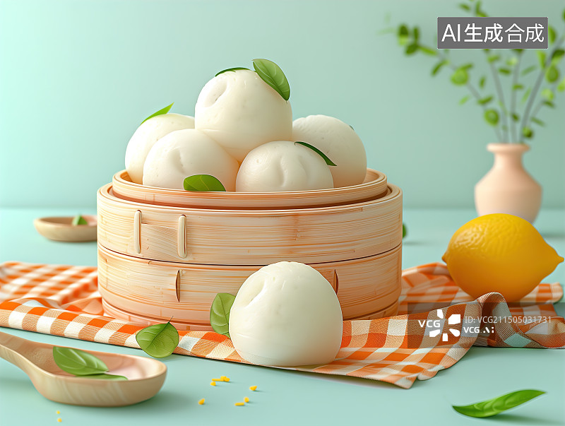 【AI数字艺术】中国传统美食：馒头图片素材