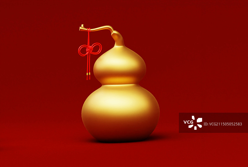 3D渲染春节节日吉祥发财金葫芦元素海报设计图片素材