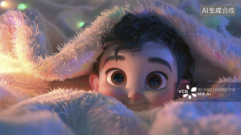【AI数字艺术】婴儿在被窝下躲猫猫图片素材