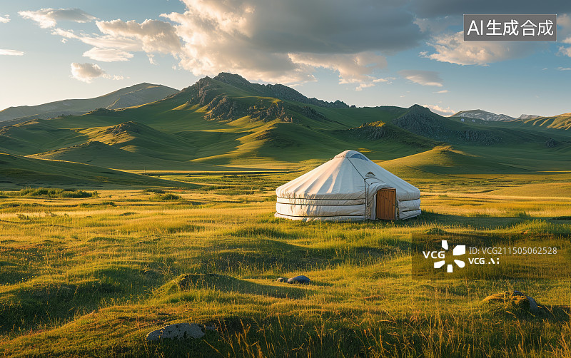 【AI数字艺术】草原上牧民居住的蒙古包图片素材
