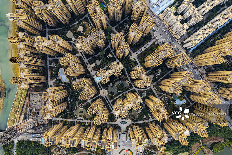 高空俯瞰成都新城区的高层建筑住宅群图片素材