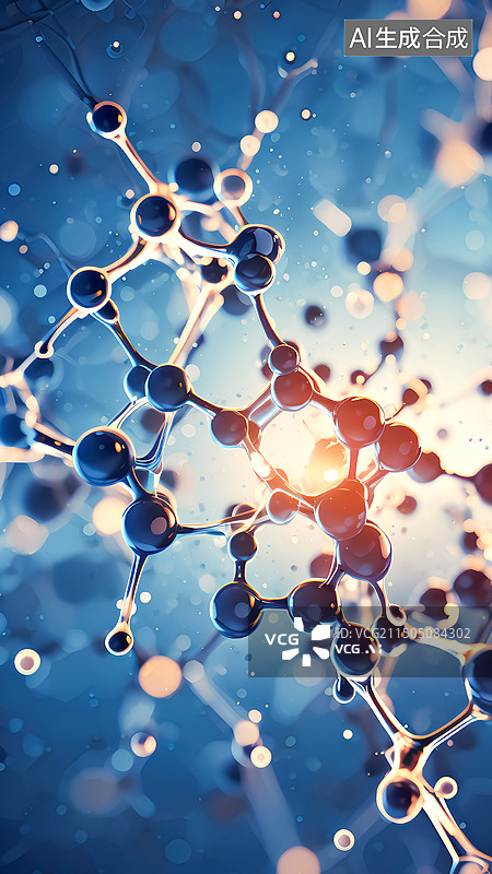 【AI数字艺术】微观世界下的分子结构物质图片素材