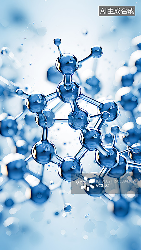 【AI数字艺术】微观世界下的分子结构物质图片素材