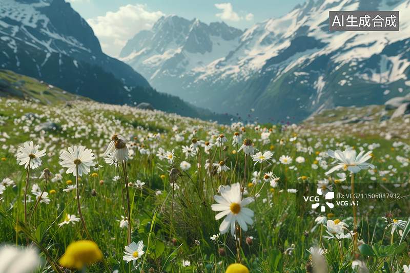 【AI数字艺术】秋天日照金山美丽风景，鲜花盛开的秋天图片素材
