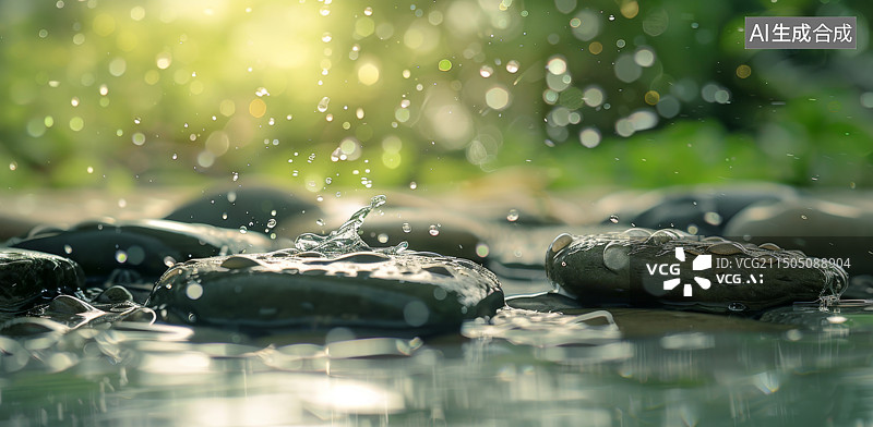 【AI数字艺术】水中的石头图片素材
