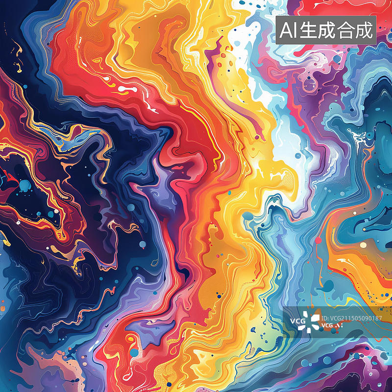 【AI数字艺术】五彩流动的丙烯抽象画图片素材