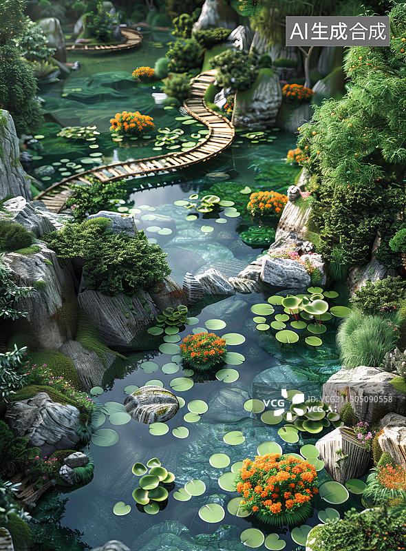 【AI数字艺术】曲径通幽处图片素材