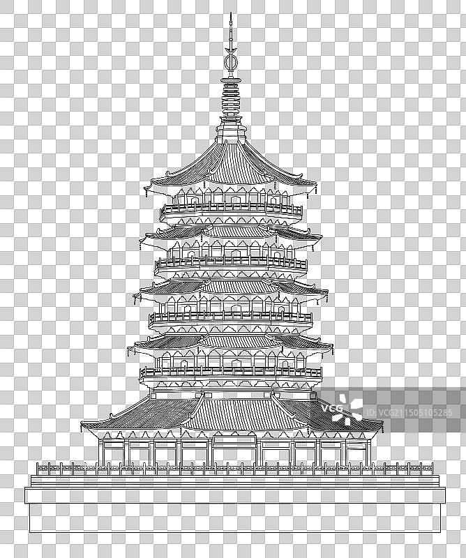 杭州雷峰塔线稿图片素材