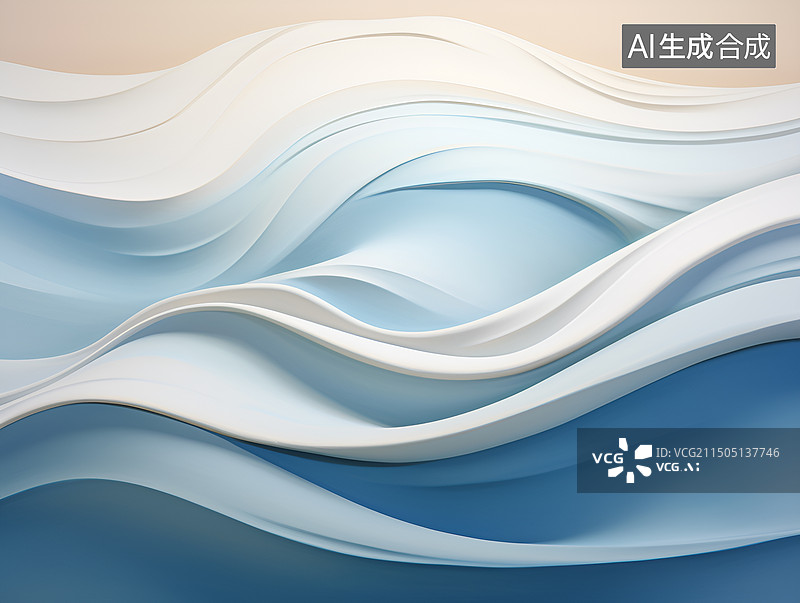 【AI数字艺术】青白色丝绸感波浪形广告背景图片图片素材