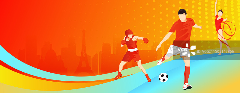 2024巴黎奥运会中国运动员人物矢量插画海报图片素材